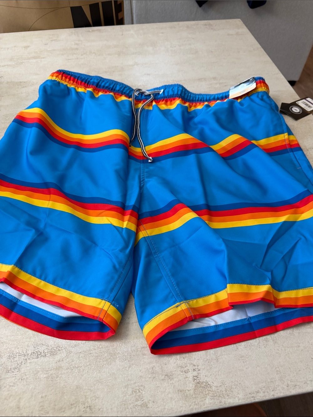 Speedo Bright Blue Swim Trunks with Stripes. XXL